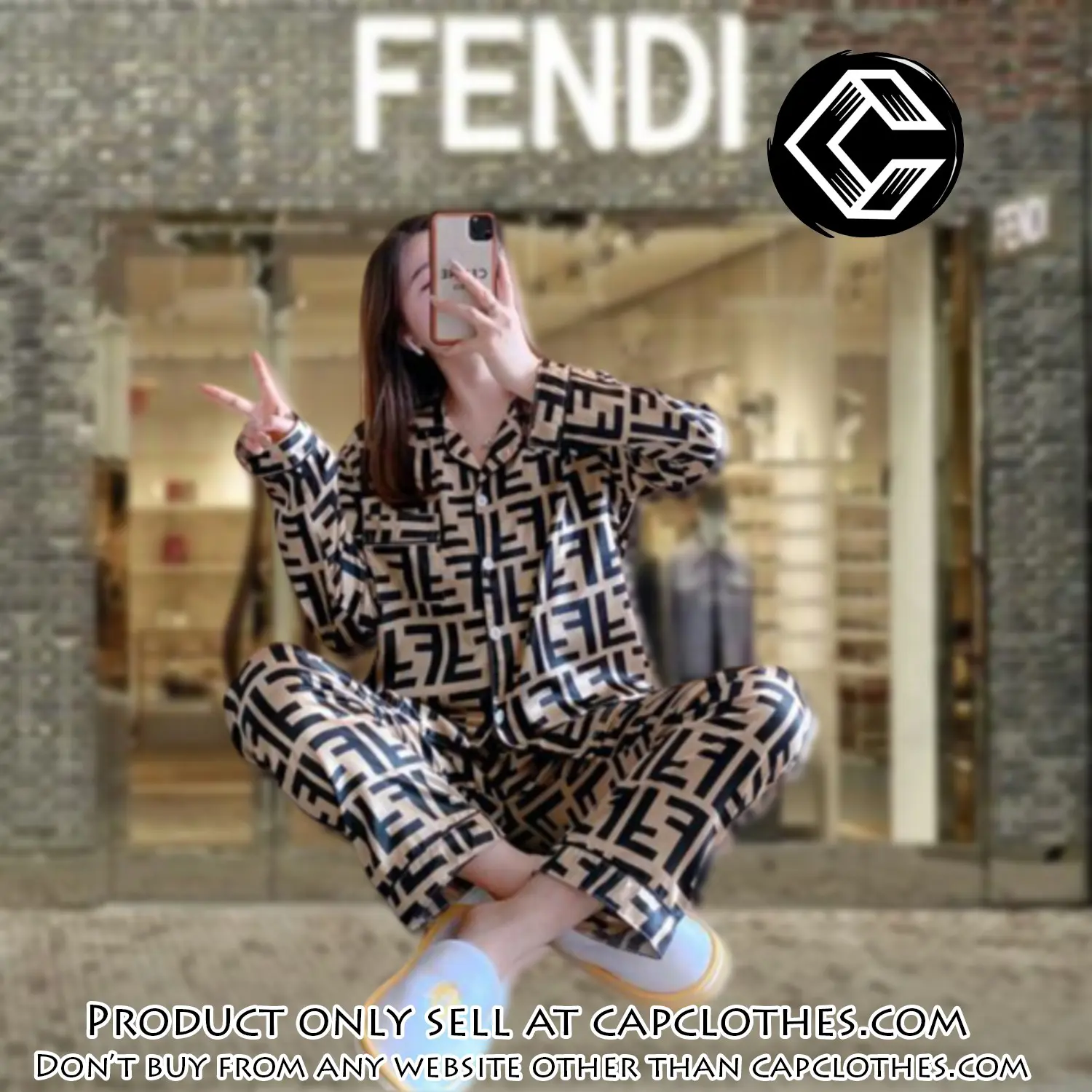 Trending luxury fashion fendi satin pajama set pjs1046 cc1824629